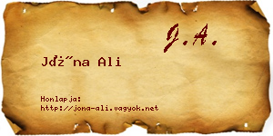 Jóna Ali névjegykártya